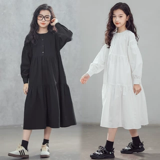 一件代发女童连衣裙春秋新款中大童衬裙长袖森系洋气蓬蓬蛋糕裙子