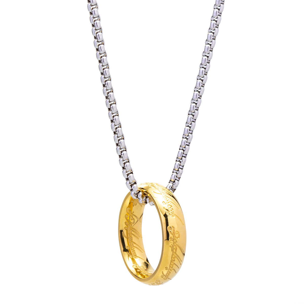 Men'S Gender Hip-Hop Retro Circle 304 Stainless Steel Plating Gold Plated PVD Coated Men'S Pendant Necklace Men Pendant Necklaces