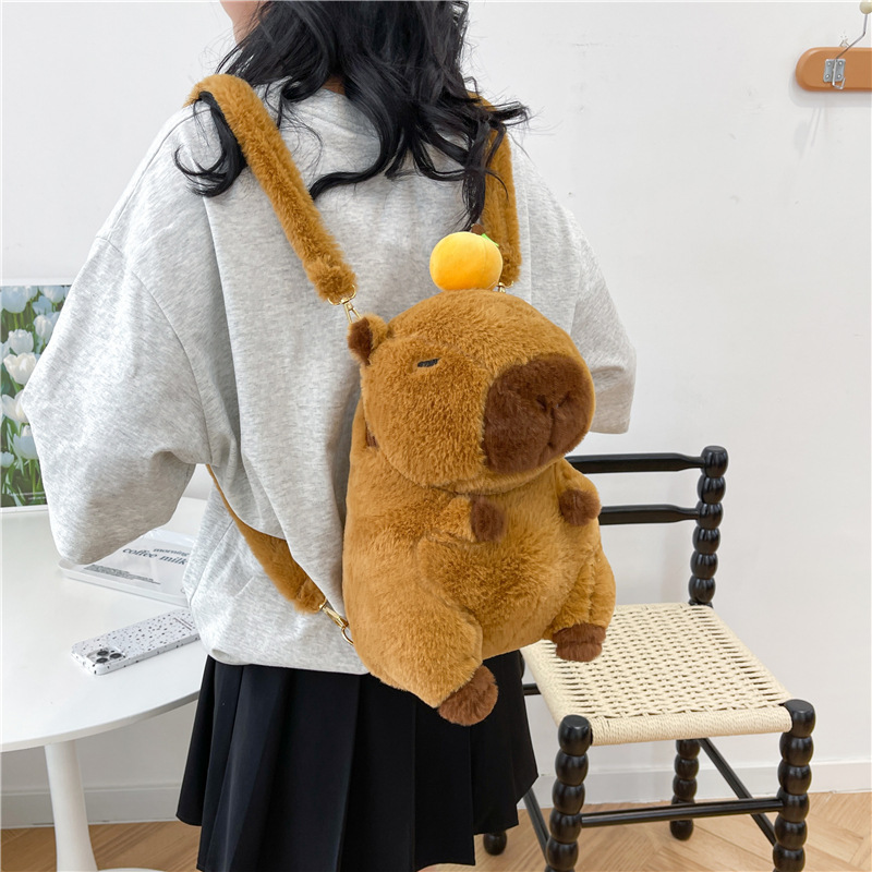 New Kapibala plush bag children's capybara backpack cute cartoon student backpack grab doll gift