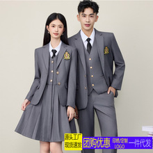 学院风JK制服外套女秋冬季幼儿园教师园服西装百褶裙套装工作服