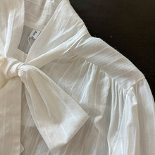 个性气质纯色翻领绑带衬衫2024春季新款韩版女装薄款长袖百搭上衣