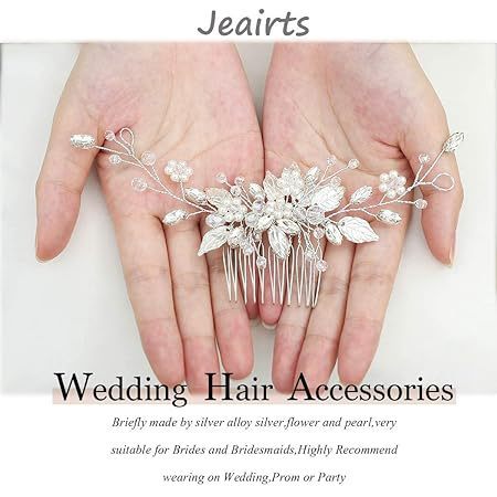 欧米のクロスボーダー銀色の葉の合金の真珠の手の髪の櫛の挿し込みの結婚式の新婦の頭飾りのアマゾンは専用に提供します。|undefined