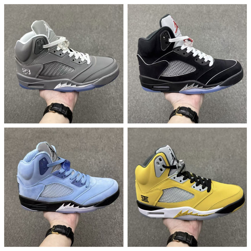 High-Quality Aj5 Genuine Leather Classic Comfortable Mid-Top Basketball Shoes for Men and Women, Sports and Casual Shoes from Putian