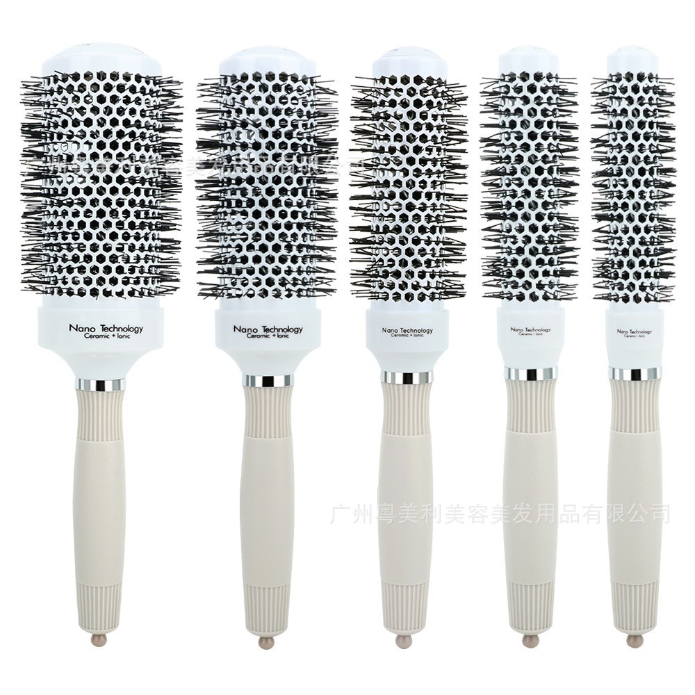 회색 세라믹 알루미늄 튜브 롤 빗 곱슬 머리 스트레이트 헤어 듀얼 사용 덜 정적 전기 롤 빗 헤어 살롱 헤어 부는 스타일 빗 빗 부는 빗