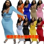 v领长袖欧美性感半裙