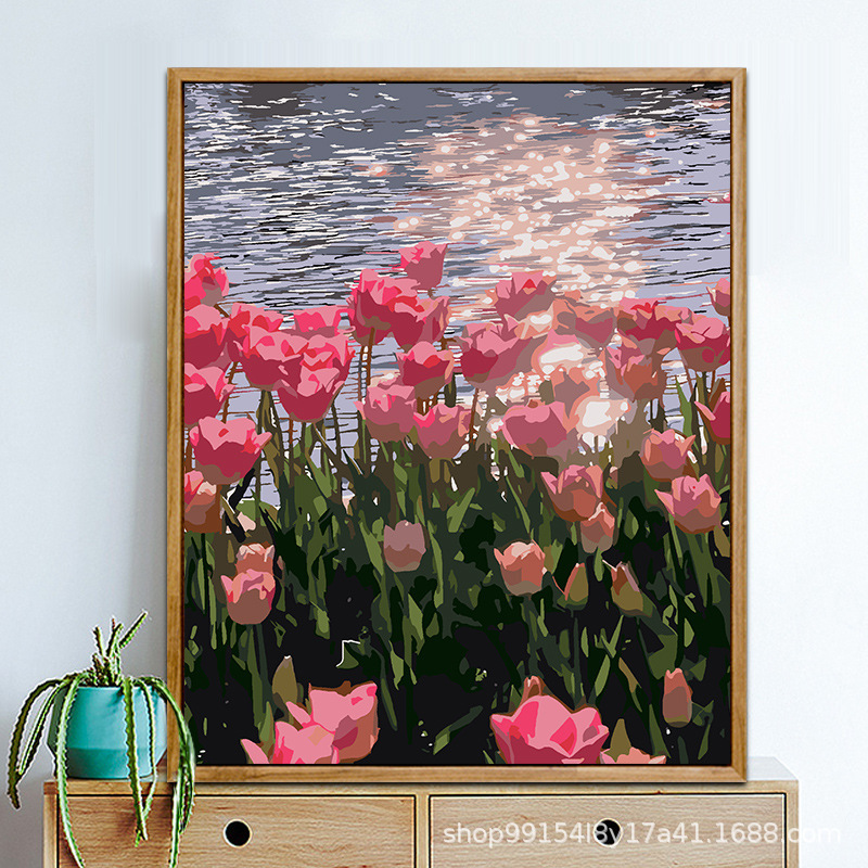 クロスボーダー diy デジタル油絵アマゾン AliExpress 卸売着色風景花絵画リビングルームの装飾絵画|undefined