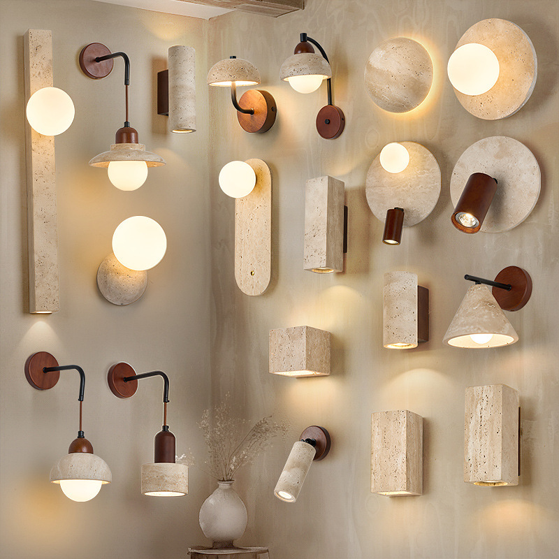 Yellow Cave Stone Bedroom Hall Wall Lamp Living Room Wall with Switch Minimalist Style Guesthouse Bedside Hotel Staircase Decorative Lamp