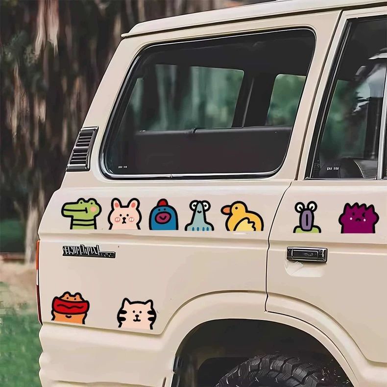 Car Small Animal Pattern Stickers for Kidsren Hand-Painted Cartoon Scratches to Cover the Body Decoration on Both Sides of the Electric Car