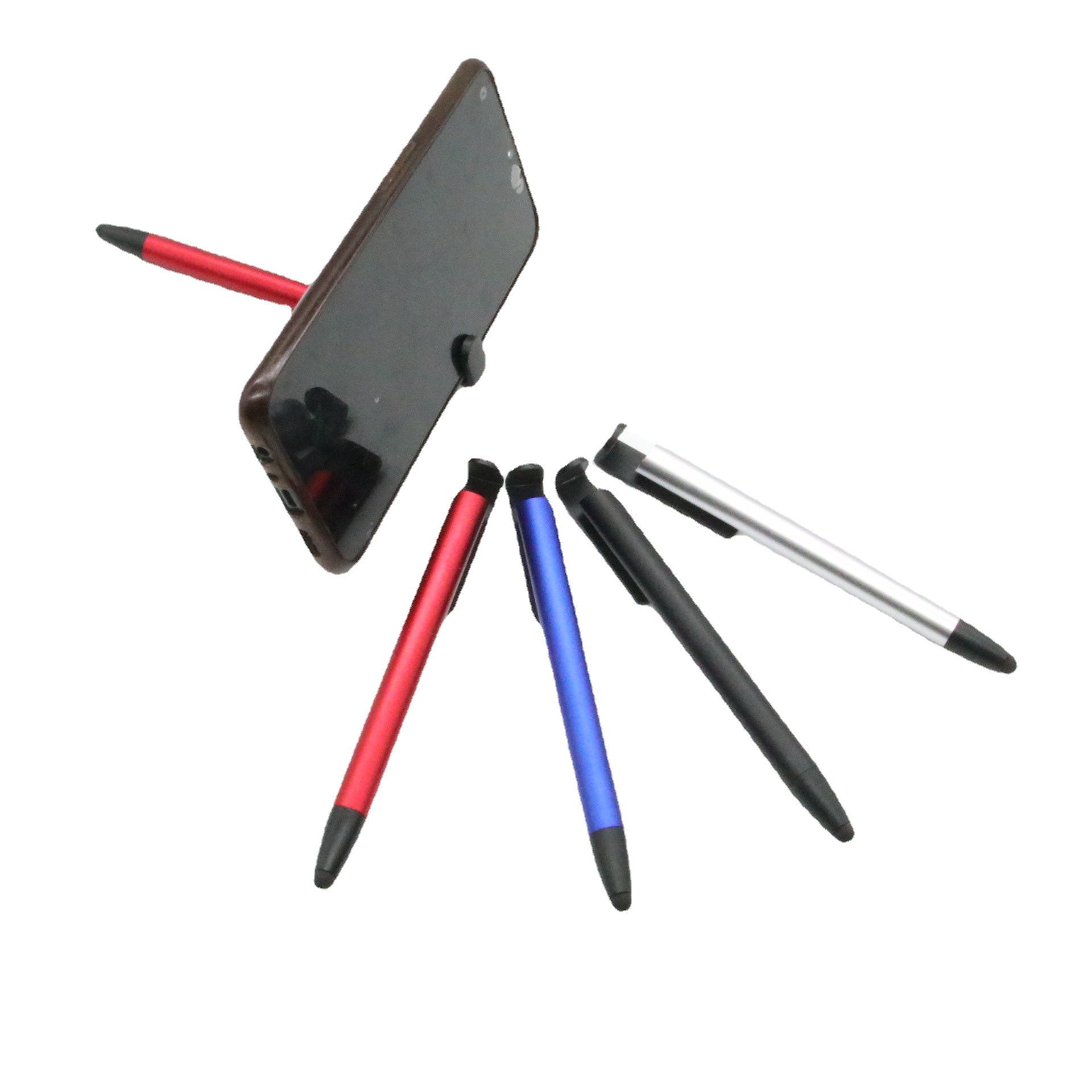 3-en-1 plástico teléfono móvil titular táctil pluma bolígrafo pluma de gel