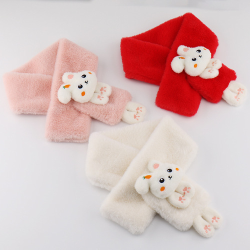  New Children's Scarf Autumn and Winter Plush Parent-Child Rabbit Cute Thick Cartoon Rabbit Hair Baby Neck warmer