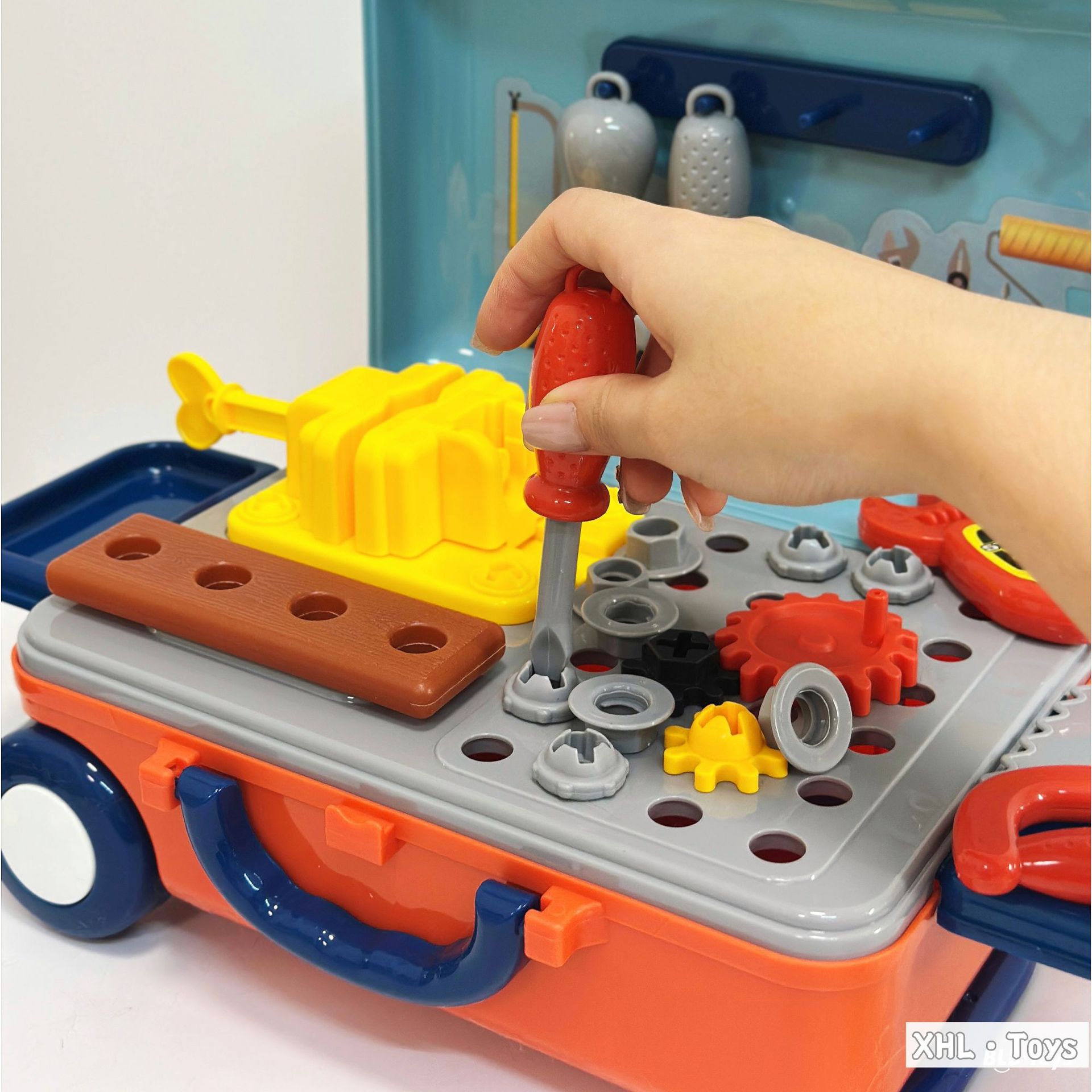 Caja trolley de juegos para bebés transfronterizos/comida de simulación portátil de doble uso Cocina Doctor Herramientas Maquillaje Utensilios de cocina Juguetes