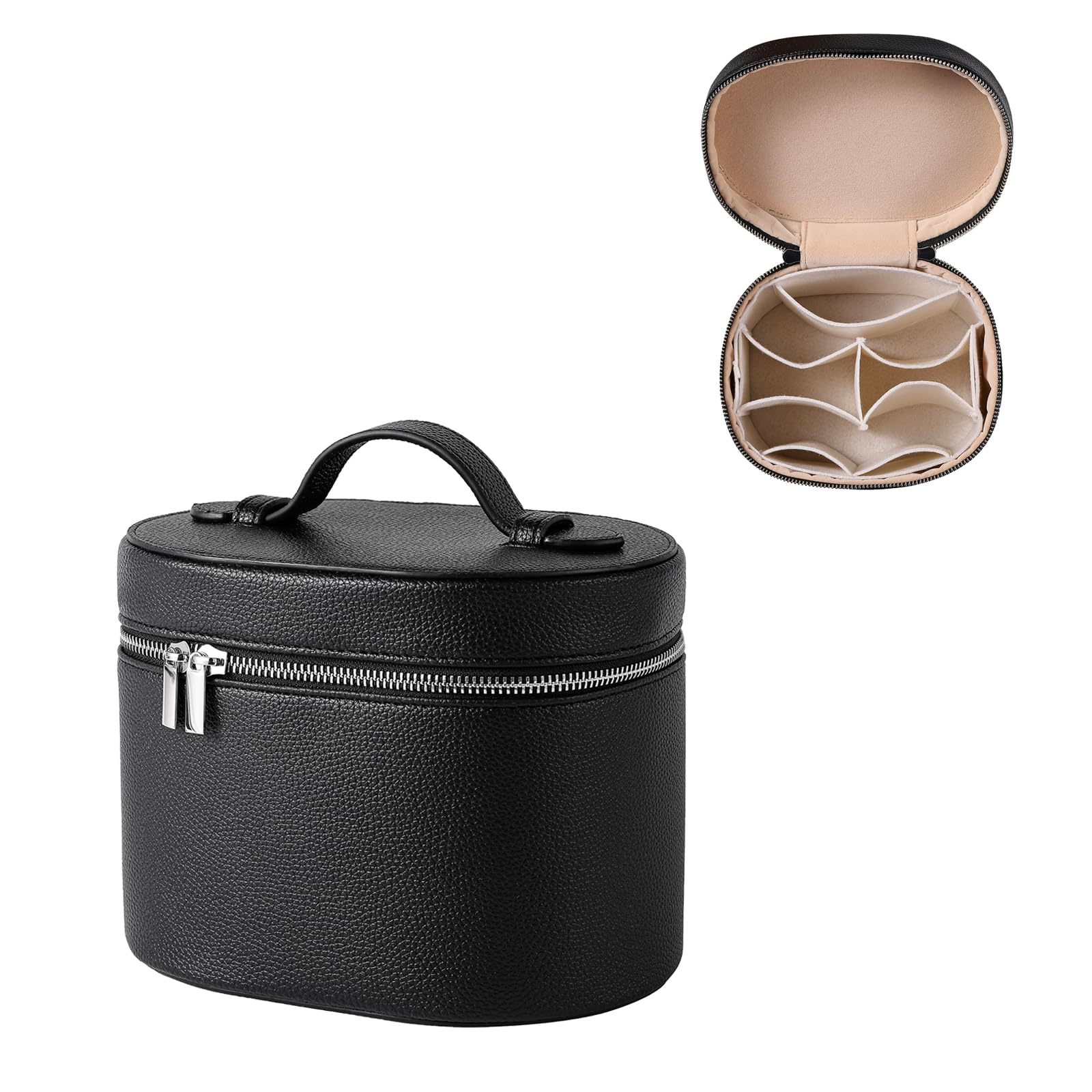 Balde de cuero pu transfronterizo bolsa de maquillaje bolsa de lavado de gran capacidad correa de mano bolsa de almacenamiento de cosméticos multicapa