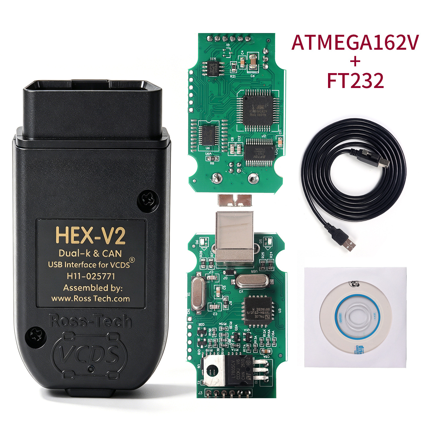 Hex V2 Vcds Com V26.3 5053 Is Suitable for Volkswagen and Audi Car Fault Diagnosis Instrument for Vag