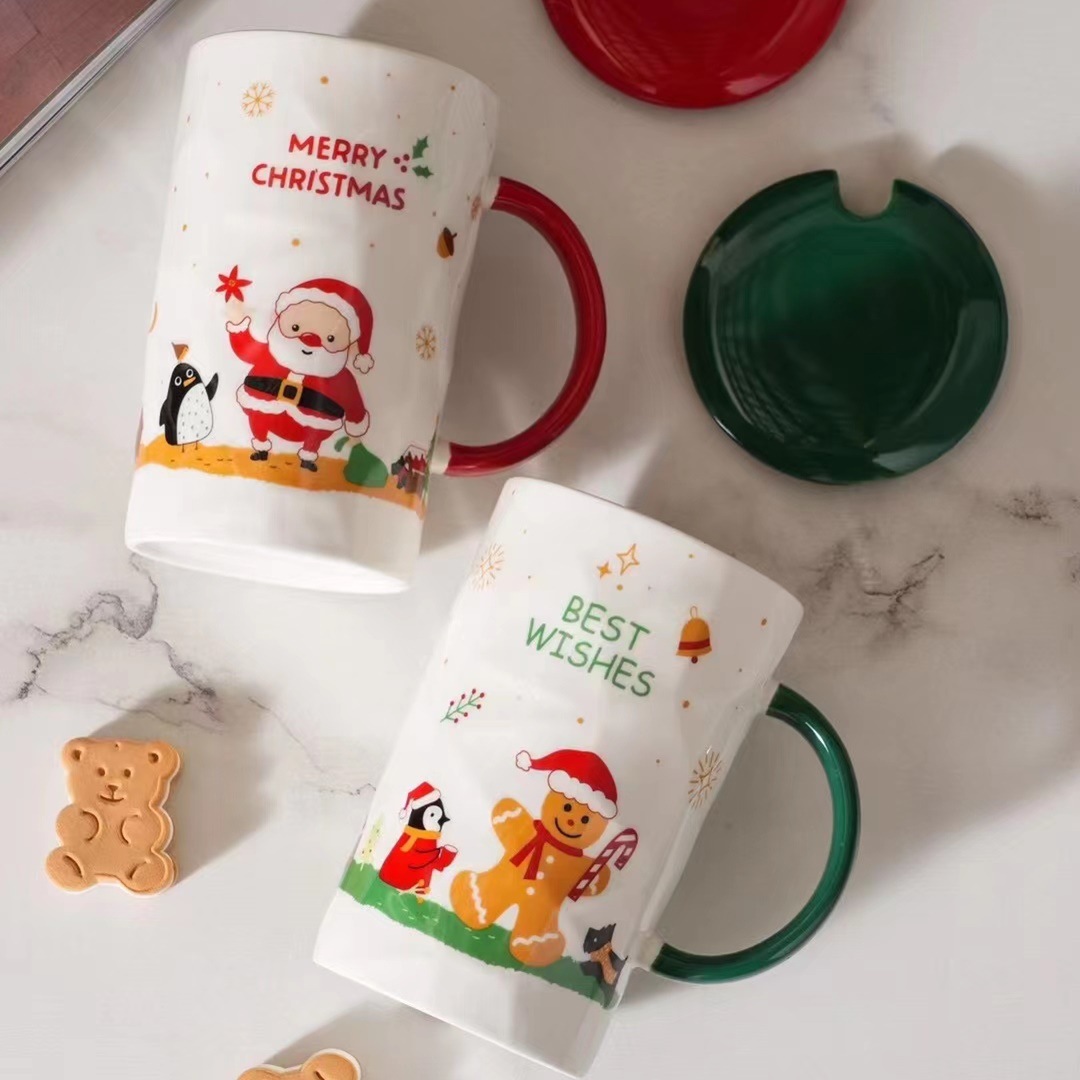 Estilo nórdico creativo regalo de gran capacidad Taza de cerámica personalizada Navidad taza de café de oficina