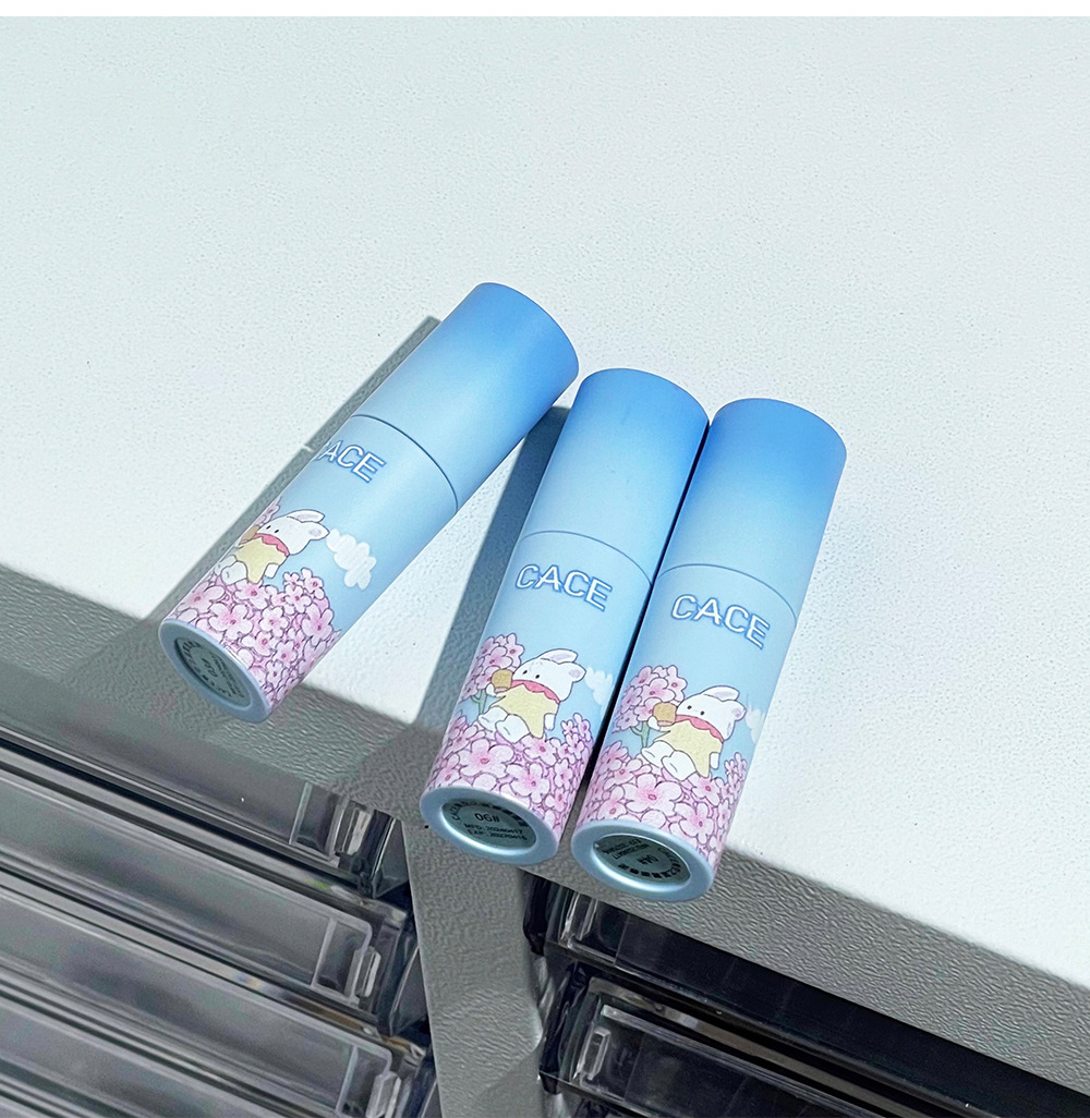 CACE Blue Sky Matte Lip Clay Anime Style Small cleft Lip Glaze Student Three-piece Blue Set Wholesale undefined