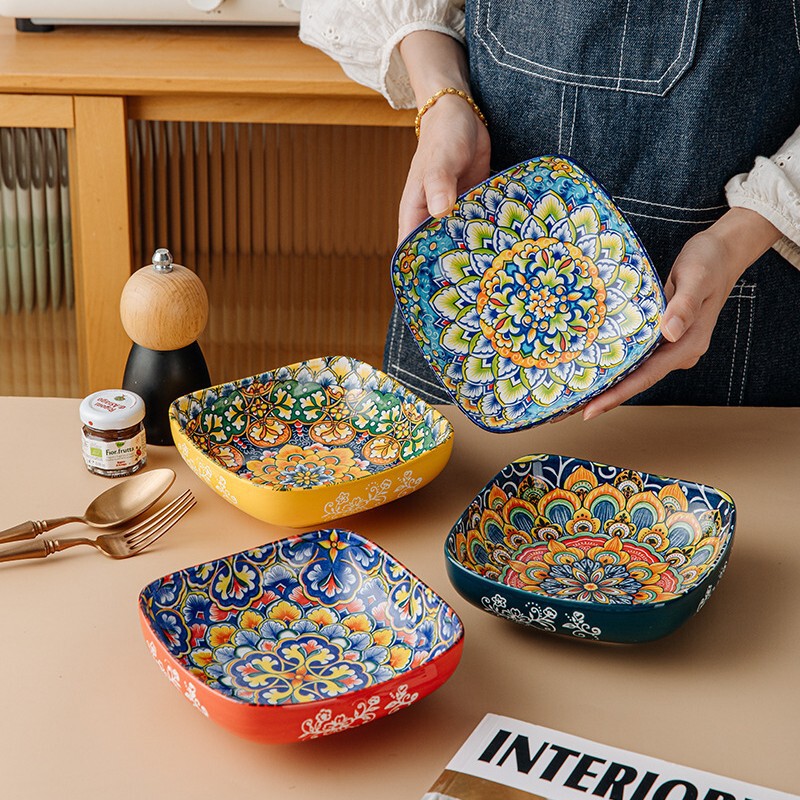 Bohemian Ceramic Tableware Snack Plate Ceramic Tableware Export Tableware Set Dining Kitchen Utensils