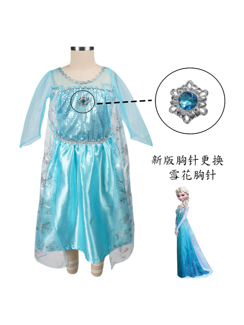 Vestido al por mayor en stock, falda estilo Frozen, vestido de princesa de cuento de hadas, ropa infantil de comercio exterior, cosplay, vestido de Elsa para bebés y niños.