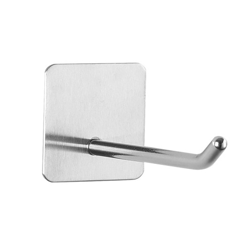 Stainless steel extended hook without drilling bathroom hanger metal adhesive hook bathroom clothing hanger cross-border self-adhesive single hook