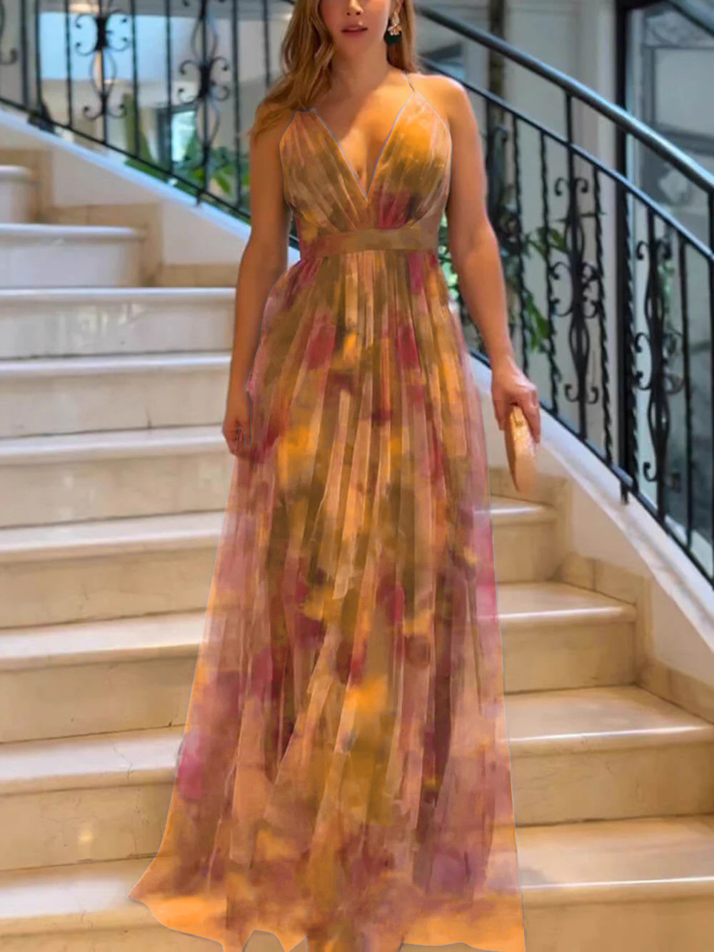 Robe à bretelles imprimée en maille pour femme, nouvelle collection printemps-été, tenue de vacances et de loisirs_voghion.com