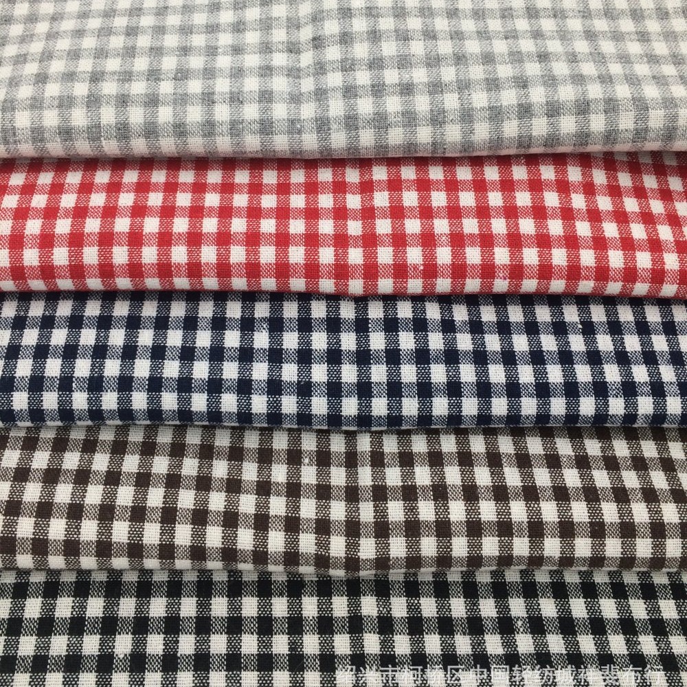 小朝阳格涤棉色织布面料 女装面料 5033梭织衬衫工艺品绍兴织布