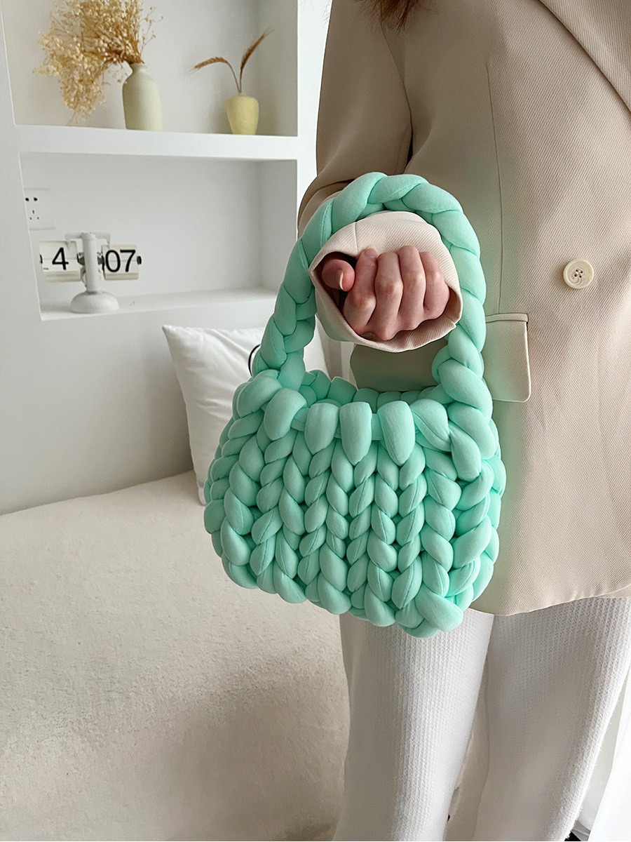 Amazon transfronterizo ultra grueso islandés lana diy bolsos tejidos a mano bolsos de mano coreanos retro versátiles productos terminados