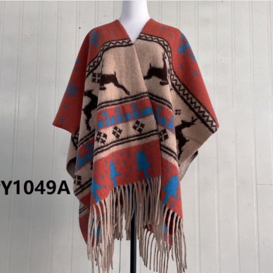 45-89 Tinta pintada capa gruesa caliente de color contrastante otoño invierno nuevo bufandas de capa de bordilla nacional chal a cuadros