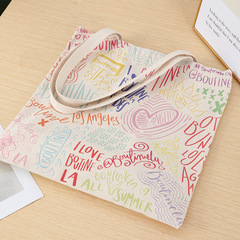 Bulk wholesale blank large capacity advertising shopping bag, literary shoulder canvas bag, colorful printed tote canvas bag