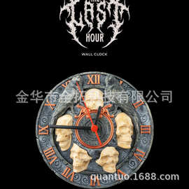 跨境新品独特暗黑哥特骷髅乌鸦挂钟152