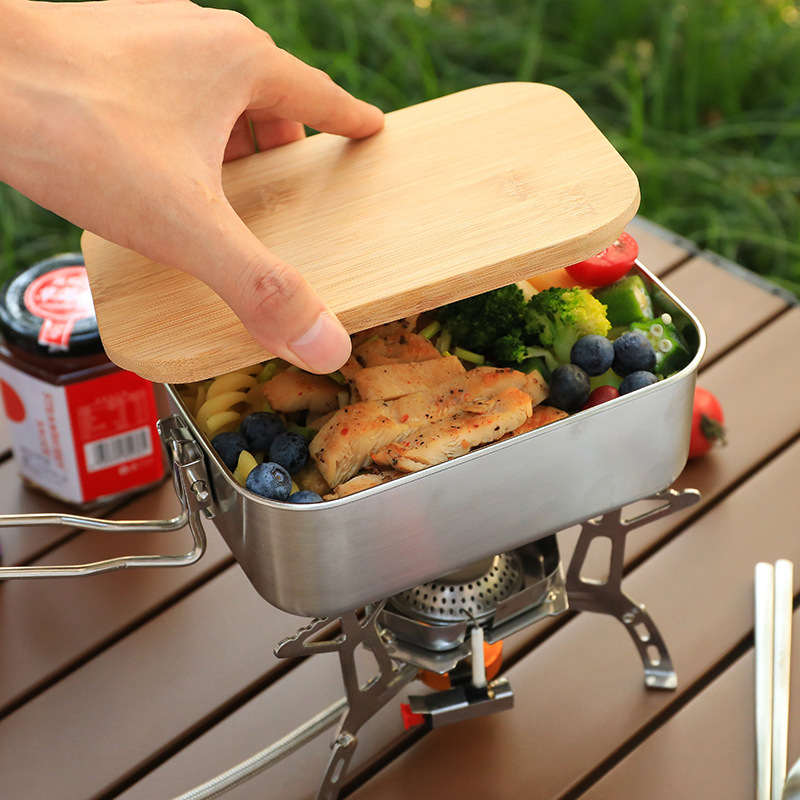 304 Stainless steel Lunch box outdoors Cutting board Bento Box Camp barbecue Soup pot Portable Picnic box