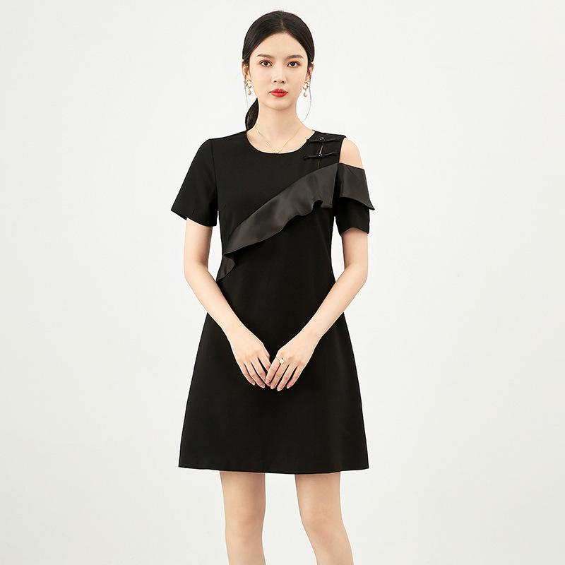 Đầm suông nữ midi mùa hè kiểu mới — 2317301 - Đen chi tiết 5