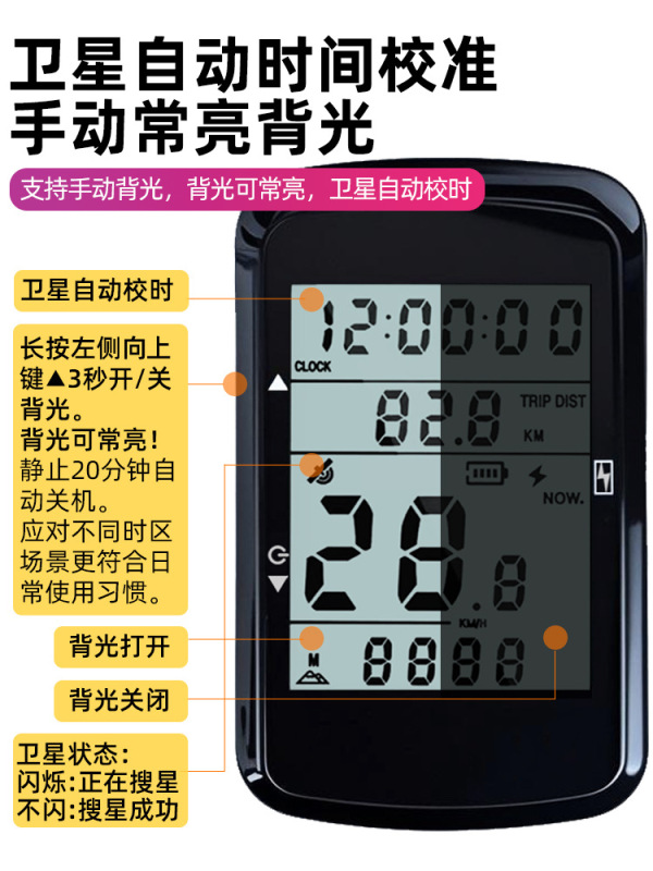 新製品発売 GPS ワイヤレスコードメーター自転車ロードコードメーター大画面バックライトマウンテンバイクロードバイクスピードメーター|undefined