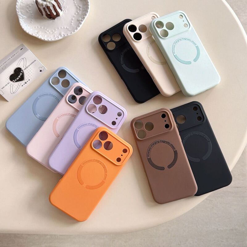 17 Suitable for Iphone16Pro Magnetic Precision Hole Silicone Apple 15 Mobile Phone Case 14 Anti-Fall 13 Protective Cover 12