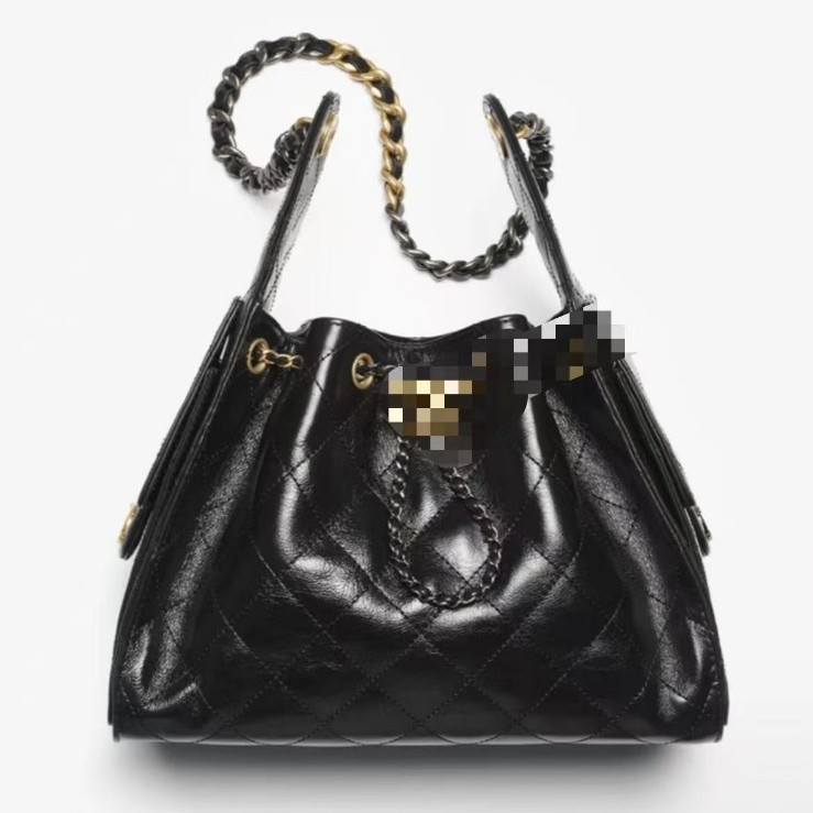 Cross-border 25 suede autumn and winter simple new diamond pattern women's drawstring chain bucket bag, lightweight casual underarm bag