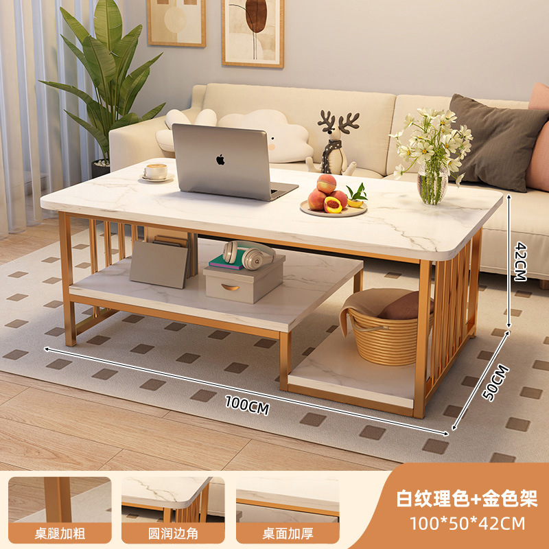 [두꺼운 철골 * 두꺼운 판] 흰색 질감 + 금색 프레임 100CM 안정적인 내하중 * 이상 없음