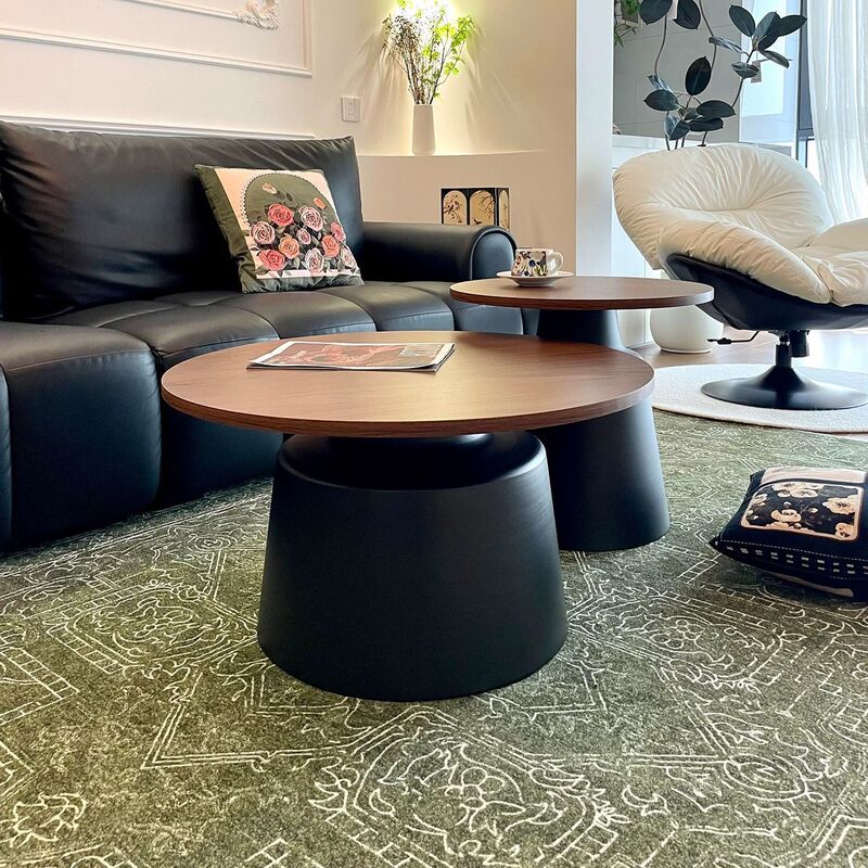 Modern Minimalist Small Apartment Round Trendy Side Table Small Tea Table White Cream Style Home Living Room Coffee Table Set