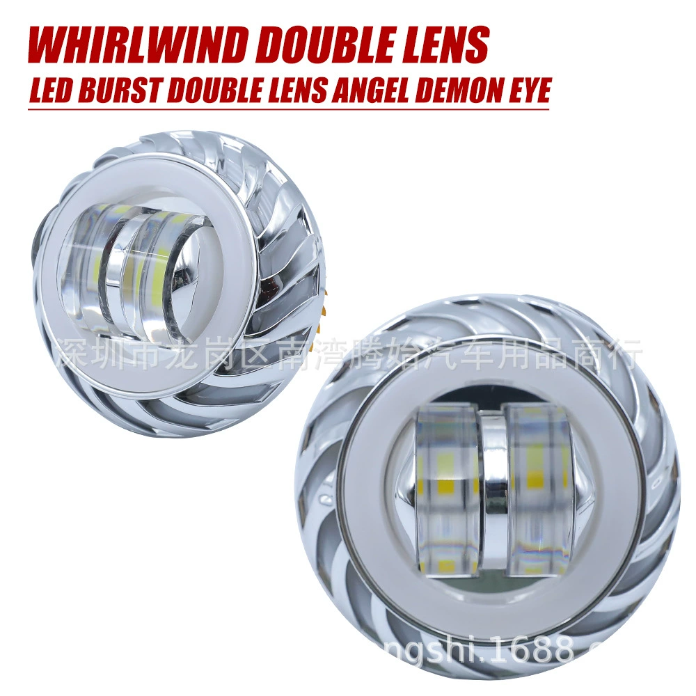Двойной свет линзы мотоцикла светодиодный красный синий глаз демона встроенный мотоцикл прожекторы фары с ангельским глазом фары