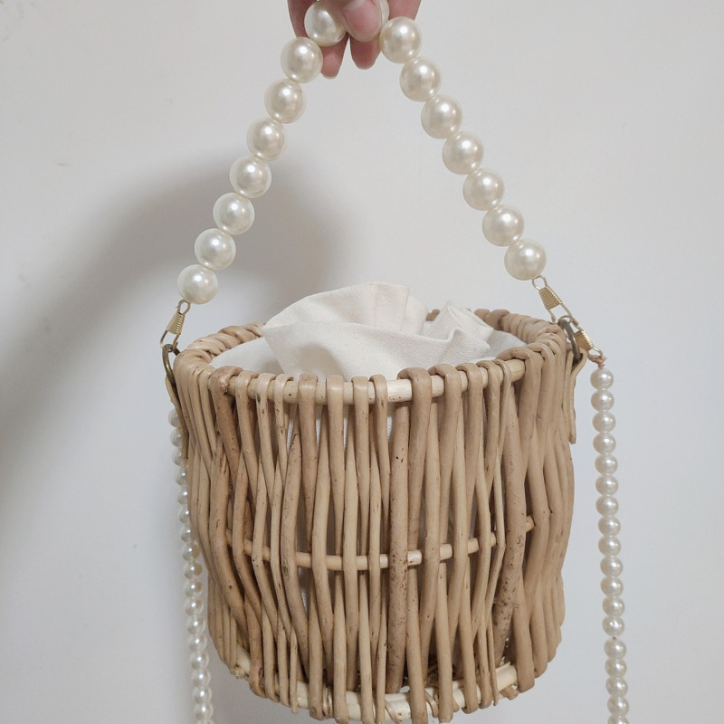 Pearl bag for women 2020 new seaside holiday bag ins Wicker woven bag straw woven bag rattan handbag for women Pearl bag for women 2020 new seaside holiday bag ins Wicker woven bag straw woven bag rattan handbag for women