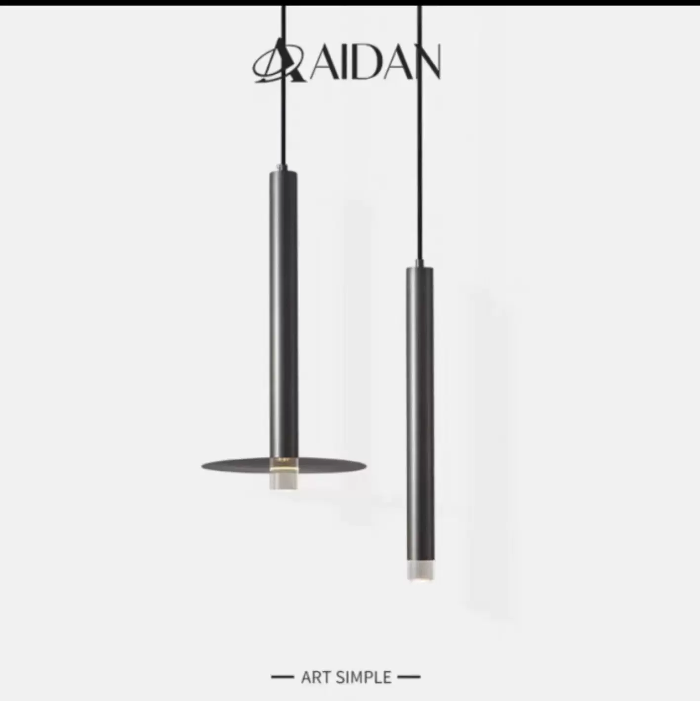 简约铜本色圆柱形吧台铁艺吊线灯现代轻奢风酒店卧室床头小吊灯