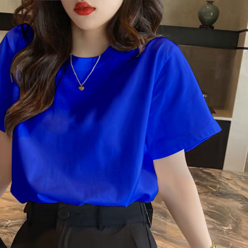 Klein Blue T-shirt for Women Short Sleeve 2025 Summer New Arrival European Style Fashionable Regular Shoulder Super Hot Top Round Neck Versatile Ins