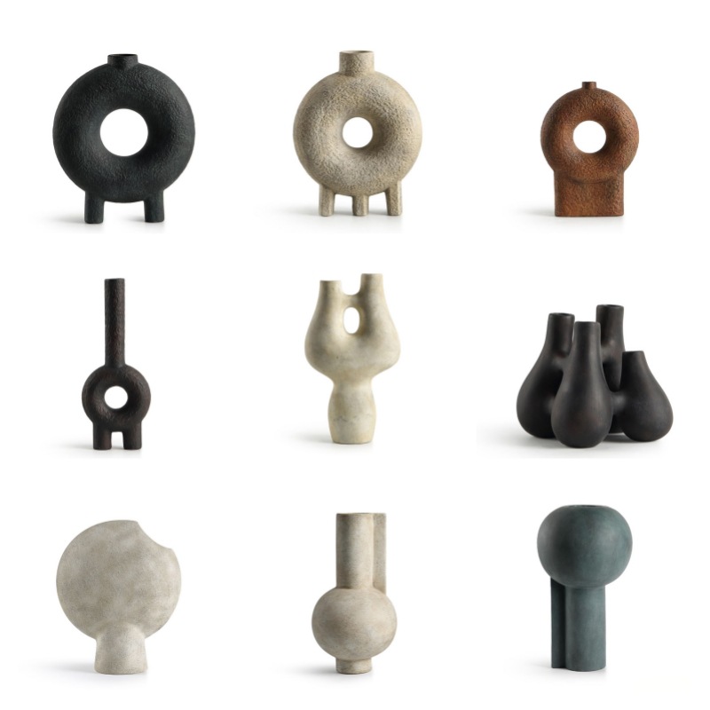 Quiet Style Nordic Creative Home Art Model Room Ceramic Vase Dried Flower Desktop Jewelry Living Room Entrance Ornaments