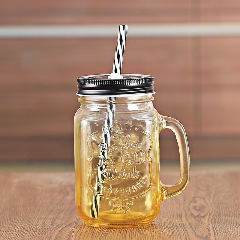 Fábrica al por mayor Polla taza Internet celebridad gradiente color Mason taza paja vidrio taza con mango fútbol taza de agua