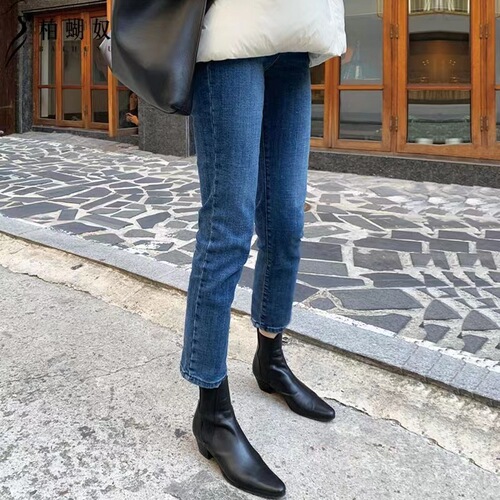 Yun 18 autumn and winter rock velvet maternity jeans cigarette pants small straight pants outer wear maternity wear 8639