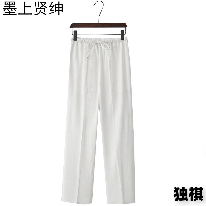 Китайский стиль мужские льняные повседневные брюки свободные большие размеры брюки хлопчатобумажные брюки прямые брюки Тай Чи кунг-фу брюки мужчины