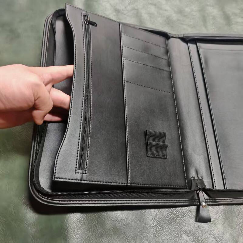 Customized ultra-fiber leather folder, business office leather document bag, multifunctional, can hold a tablet, manager folder