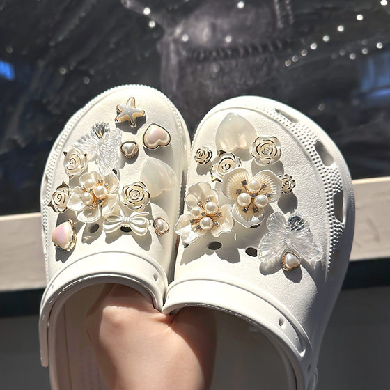 Baroque Pearl Lily hole shoes shoe flower shoe buckle decoration diy sandals Slippers shoe buckle accessories