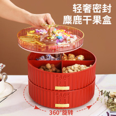 New Year rotating candy plate wedding engagement fruit plate household double layer multi-layer transparent cover dry fruit plate melon seed storage