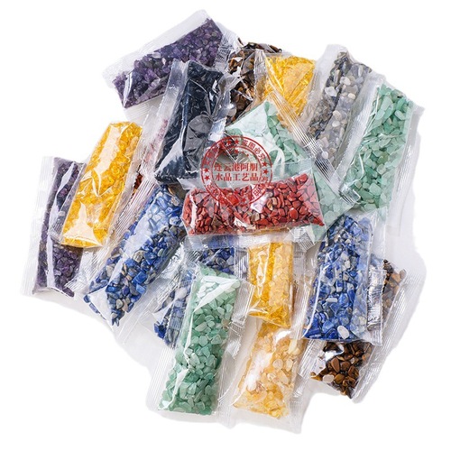 Natural purple yellow white powder crystal fluorite gravel five elements degaussing stone diffuser stone bracelet purify fish tank flower pot bottom stone