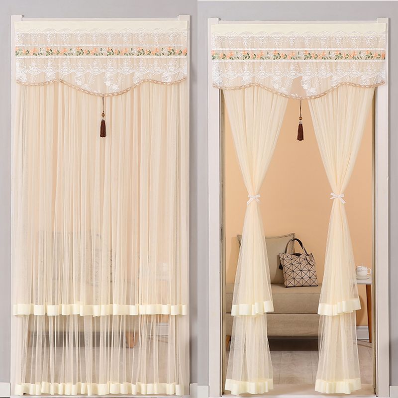 X5L New Lace Screen Door Curtain for Bedroom, Anti-Peeping Privacy, Opaque, Velcro Mosquito Curtain, Double-Layer, Double-Opening, Free