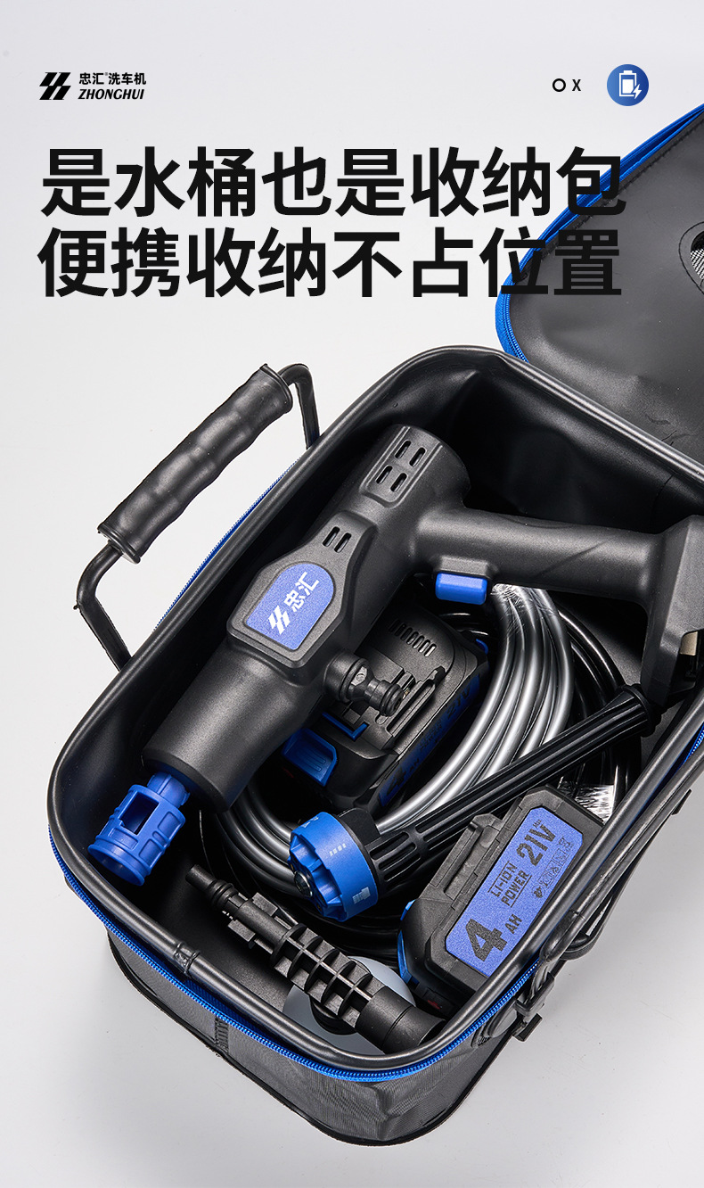 Carefully Selected Wireless High-Pressure Car Wash Water Gun, High-Power Car Wash Machine, Household Lithium Battery Portable Multi-Function Set Wholesale