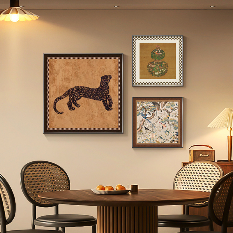 Retro High-End Restaurant Decoration Painting French Chinese Style Dining Table Wall Decoration Mural Kitchen Dining Room Hanging Painting